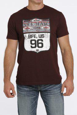 MENS SHORT SLEEVE HEATHER BURGUNDY TEE CINCH | MTT1690542