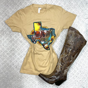 "Texas longhorn" khaki T Shirt