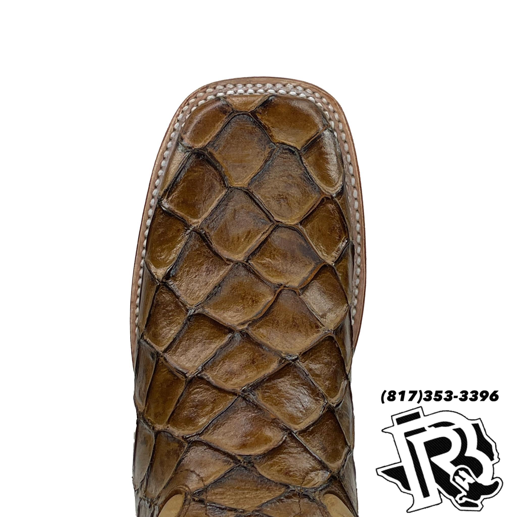BIG BASS (FISH BOOTS) PRINT | MEN SQUARE TOE BOOTS SADDLE