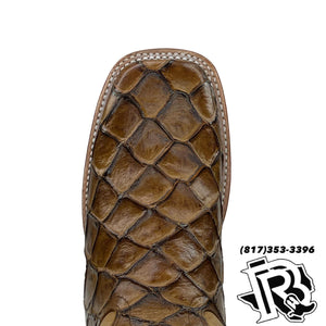 BIG BASS (FISH BOOTS) PRINT | MEN SQUARE TOE BOOTS SADDLE