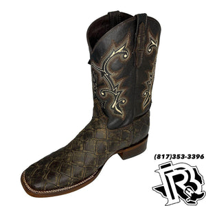 FISH BOOT DARK BROWN SQUARE TOE PRINT