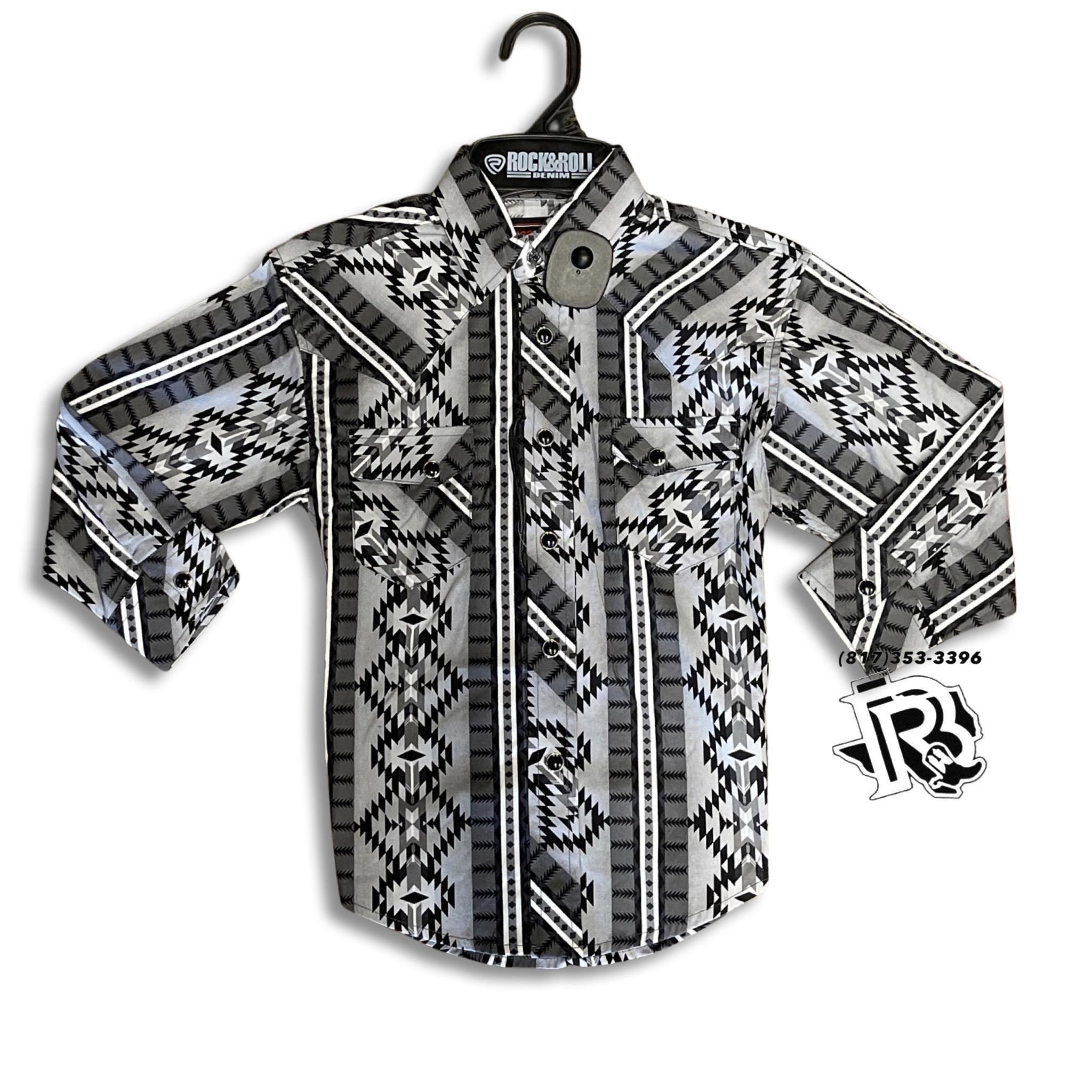 “ Graham “ | KIDS (ninos) LONG SLEEVE WESTERN SHIRT  DARK GREY RRBSOSRZ1C