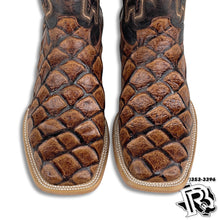 Load image into Gallery viewer, Men Boots | Fish Print Boots Cognac Square Toe Boots