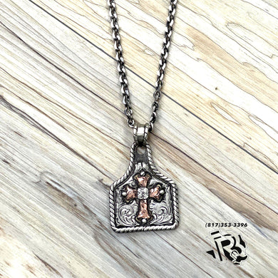 “ Justin “ | MEN WESTERN NECKLACE CROSS TOOLED TAG D47236