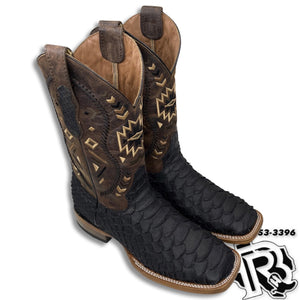 JUMBO PYTH-ON BLACK | MEN SQUARE TOE WESTERN BOOT  PR05705