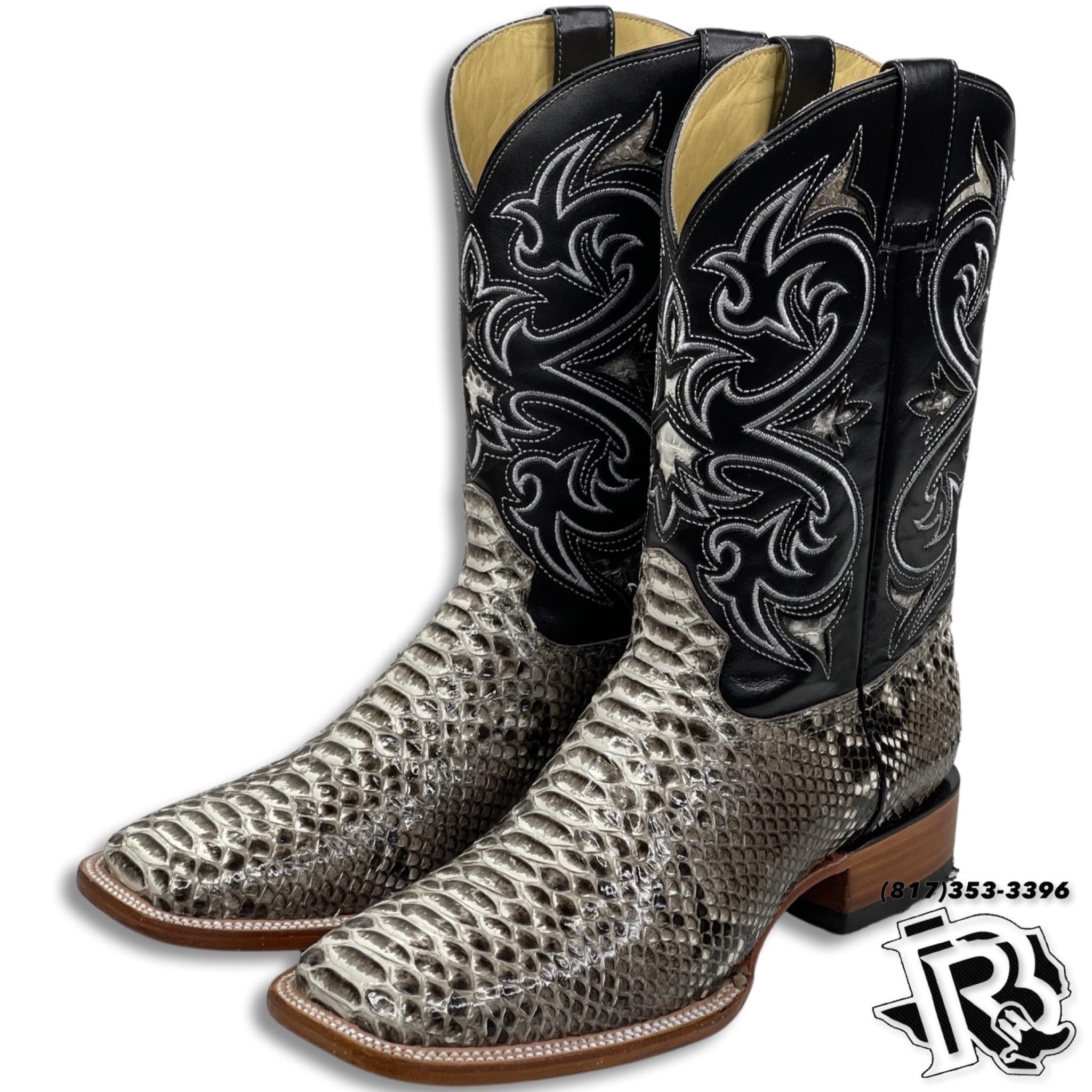 Black Snakeskin Cowboy Boots For Men