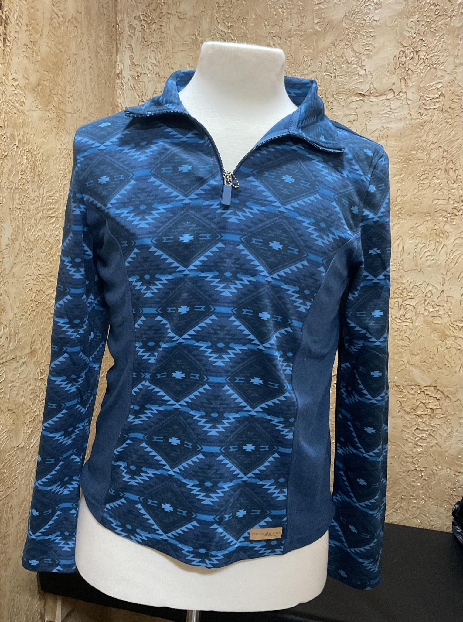 KIDS AZTEC KNIT QUARTER ZIP BRIGHT TURQUOISE PANHANDLE | PRKO91RZXR