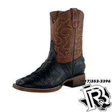 Load image into Gallery viewer, KIDS CAIMAN  PRINT | BLACK SQUARE TOE KIDS BOOTS