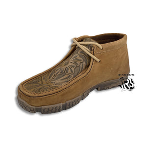 FRANK MEN MOC SHOES WITH TOOLED LEATHER LIGHT BROWN Botas Rojero