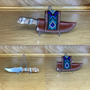 CIRCLE SH KNIFE WITH BEADED SHEATH KNC-68CWK