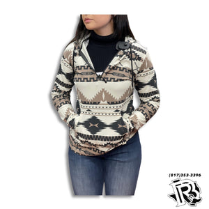 “ Juliet “ | WOMEN HOODIE CREAM AZTEC DESIGN  PRWO91RZXN