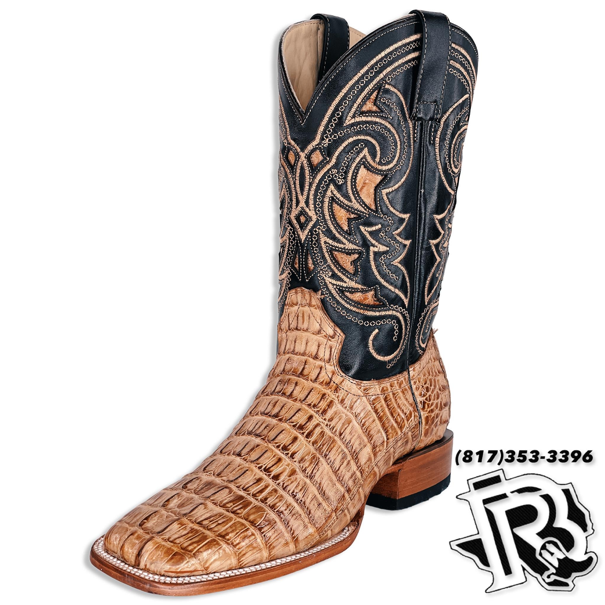 CAIMAN TAIL TAN ORIGNAL | SQUARE TOE MEN BOOTS