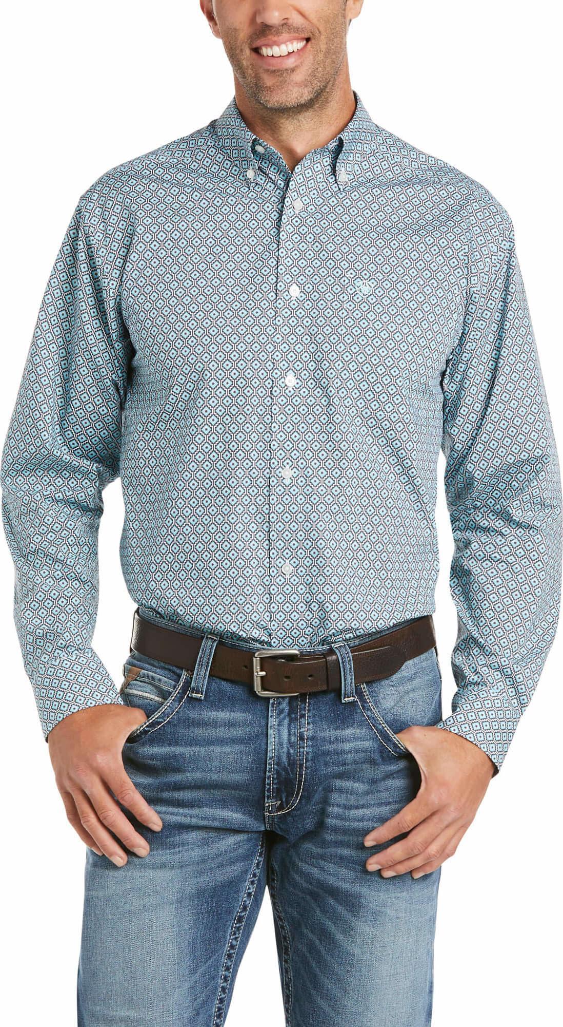 MENS HAGEN FTD LS SHRT MIAMI AQUA
