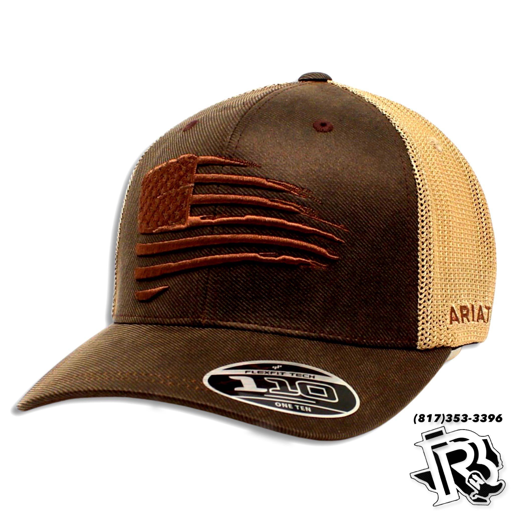 ARIAT MENS SB FF110 FLAG EMBROIDERED OILSKIN BROWN  A300012102