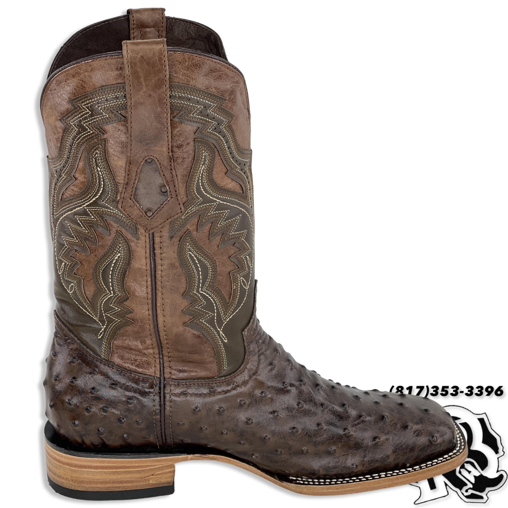OSTRICH TABACO PRINT | MEN SQUARE TOE BOOTS STYLE #5050