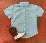 BOYS SHORT SLEEVE DITSY PRINT BD TURQUOISE SHIRT ROCK & ROLL | PSBS1DR0LX