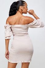 Load image into Gallery viewer, BLUSH OFF SHOULDER BODYCON DRESS