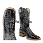 CAIMAN BELLY ORIGNAL BLACK | MEN WESTERN SQUARE TOE BOOTS ARANGO