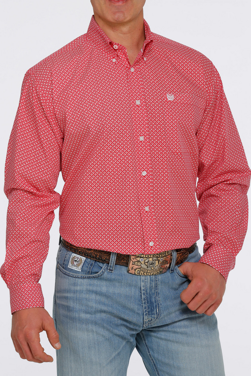 MENS CINCH RED WHITE TRIANGULAR PRINT (MTW1105396)