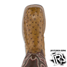 Load image into Gallery viewer, OSTRICH RUBBER SOLE BOOTS |ANTIQUE SADDLE MEN SQUARE TOE BOOTS