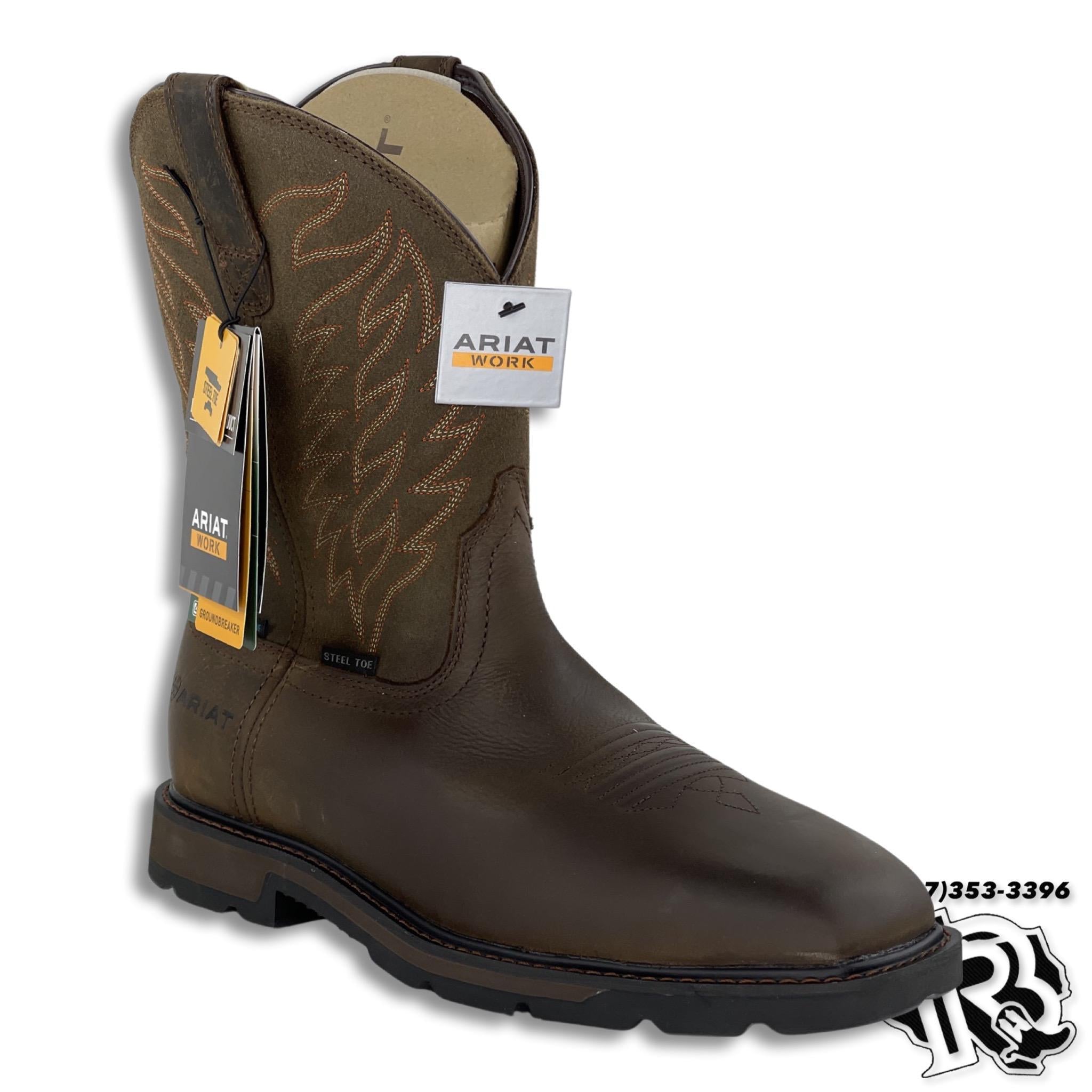 ARIAT WATERPROOF STEEL TOE GROUNDBREAKER H20 MEN WESTERN WORK BOOT Botas Rojero