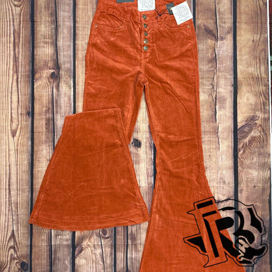 RUSTY BUTTON UP SUEDE BELL BOTTOMS