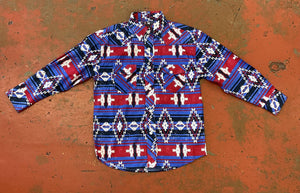 Boy's Rock&Roll Blue and Red Aztec Print (B8S7052)