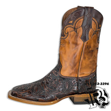 Load image into Gallery viewer, TOOLED LEATHER BROWN | HANDMADE TOOLED MEN SQUARE TOE MEN BOOTS