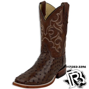 OSTRICH TABACO ORIGNAL | JUSTIN BOOTS MEN SQUARE TOE WESTERN BOOTS