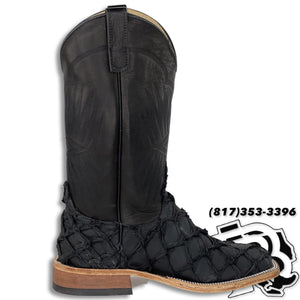 FIS-H BOOTS | ANDERSON BEAN SQUARE TOE MEN WESTERN BOOTS MATTE BLACK STYLE :