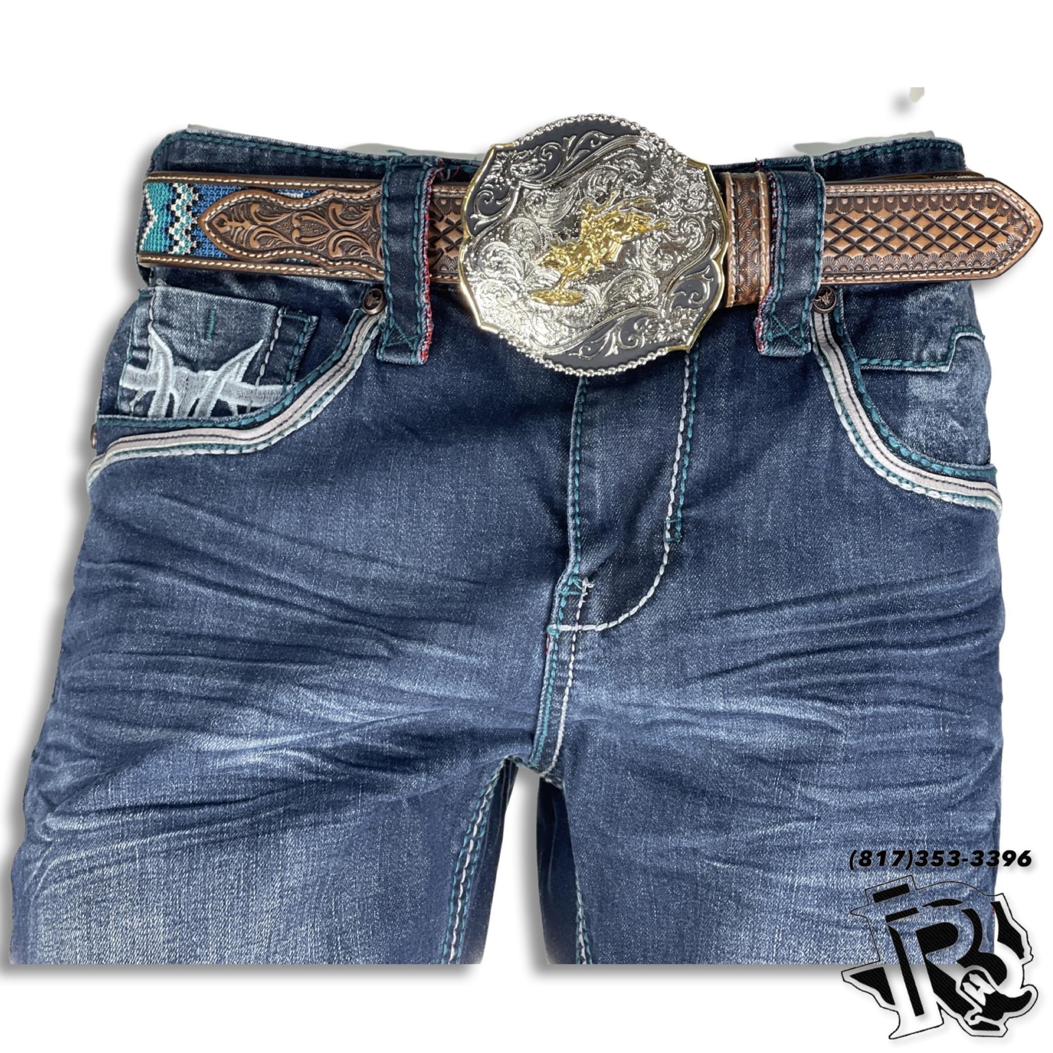 BOOT CUT “ALEJANDRO” | MEN WESTERN COWBOY JEANS GREY HEAVY STITCH