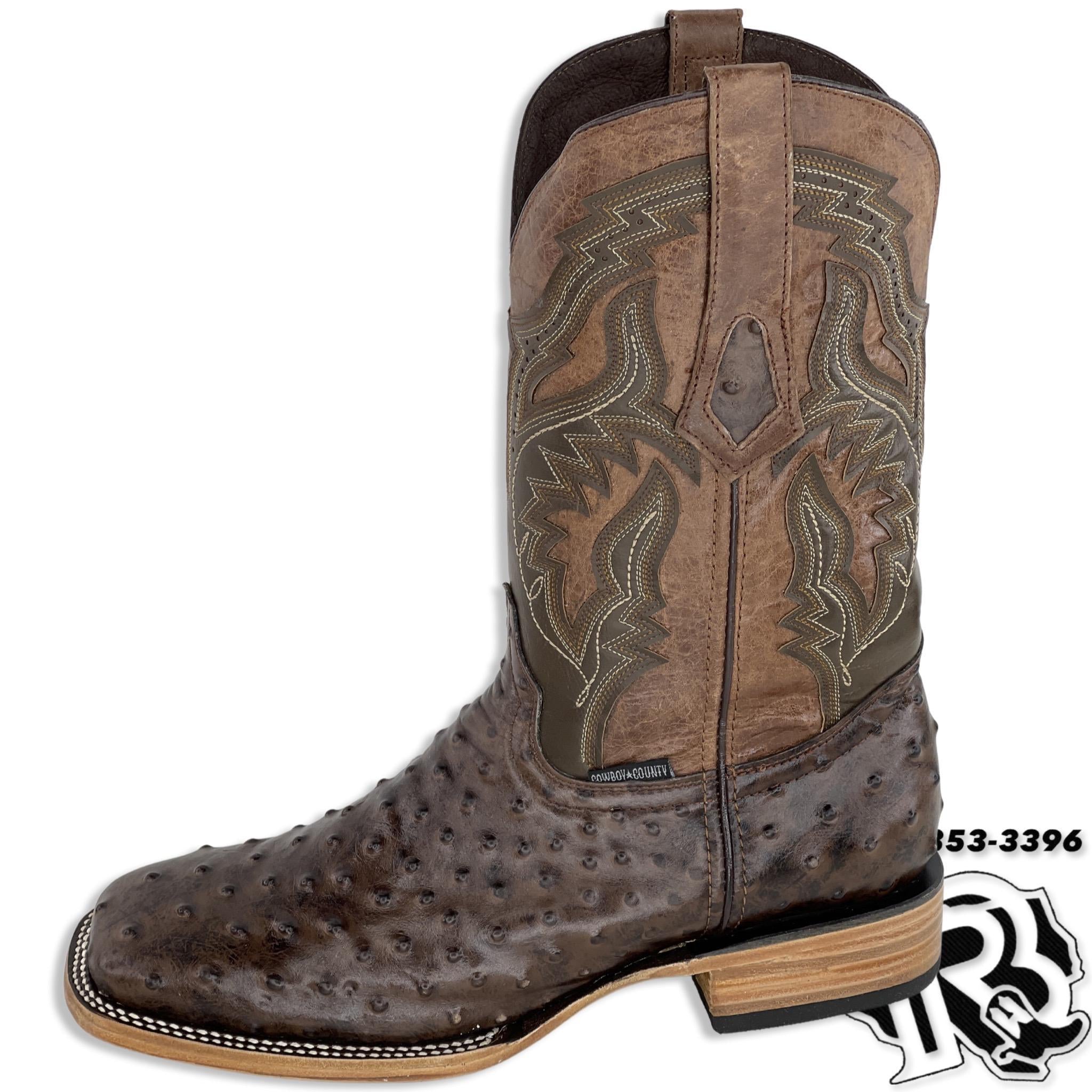 OSTRICH TABACO PRINT | MEN SQUARE TOE BOOTS STYLE #5050