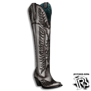 Women Corral Boots | Matte Silver Black Stitched A4213