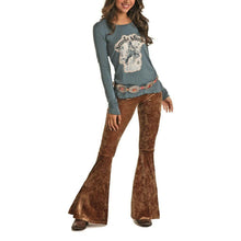 Load image into Gallery viewer, Rock &amp; Roll Cowgirl Copper Velvet Bell Bottom Pants 78-6276