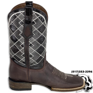 “ Gunner “ | Men Western Square Toe Boot Dark Brown Leather  #707