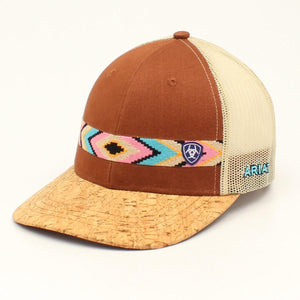 ARIAT LADIES SNAP BACK AZTEC CORK SIDE LOGO TAN (A300018008)