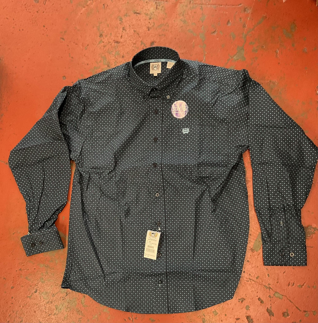 MENS LONG SLEEVE PRINT NAVY SHIRT CINCH | MTW1105415