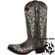 Load image into Gallery viewer, WOMEN BOOTS | EMBROIDERY WITH RINESTONE STYLE #302 old crazy choco
