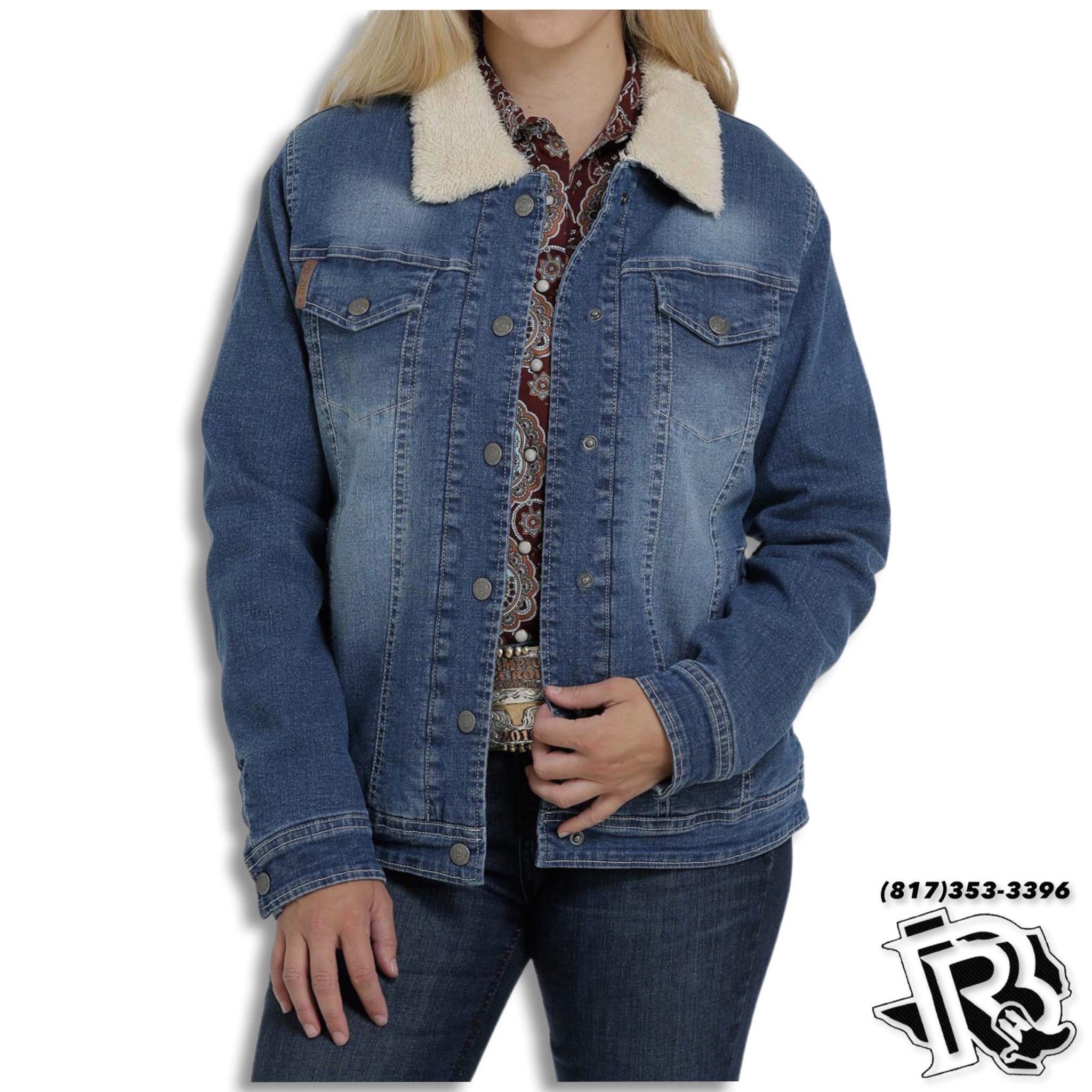 CINCH LADIES JACKET | DENIM TRUCKER SHERPA JACKET  - MAJ9878002