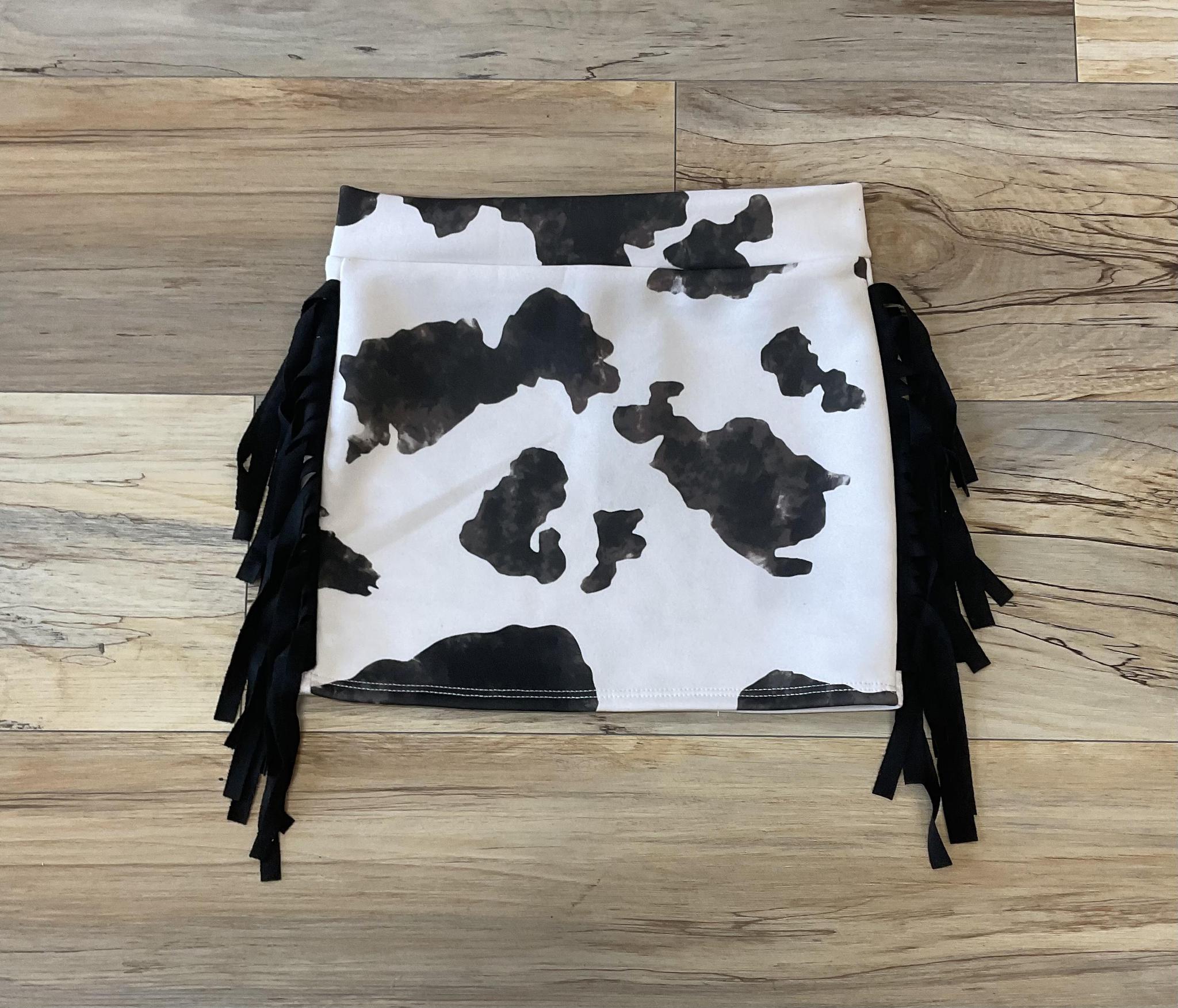 Ana girls black cow print skirt