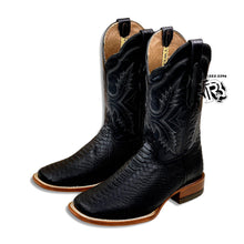 Load image into Gallery viewer, -PYTHON BLACK PRINT | MEN WESTERN SQUARE TOE BOOTS