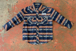 BOYS LONG SLEEVE AZTEC STRIPE SNAP PEACH SHIRT ROCK & ROLL | RRBSOSR08U