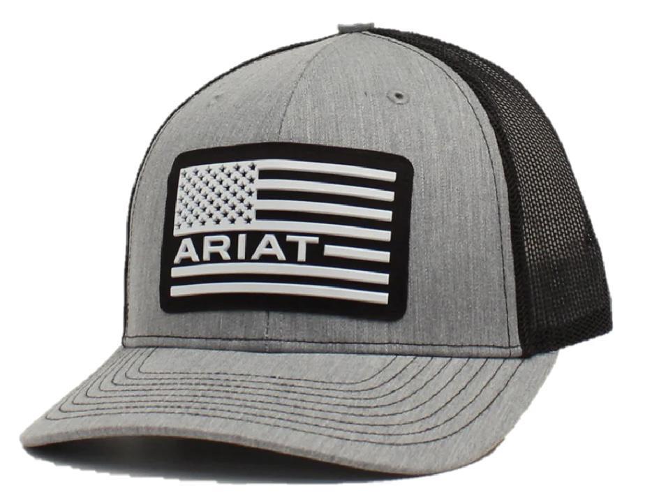 Ariat Mens USA Flag Logo Grey Snapback Ball Cap |A300012706