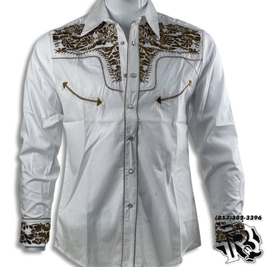 VINTAGE WESTERN SHIRTS | SNAP BUTTON WHITE MEN WESTERN LONG SLEEVE