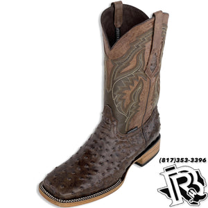 OSTRICH TABACO PRINT | MEN SQUARE TOE BOOTS STYLE #5050