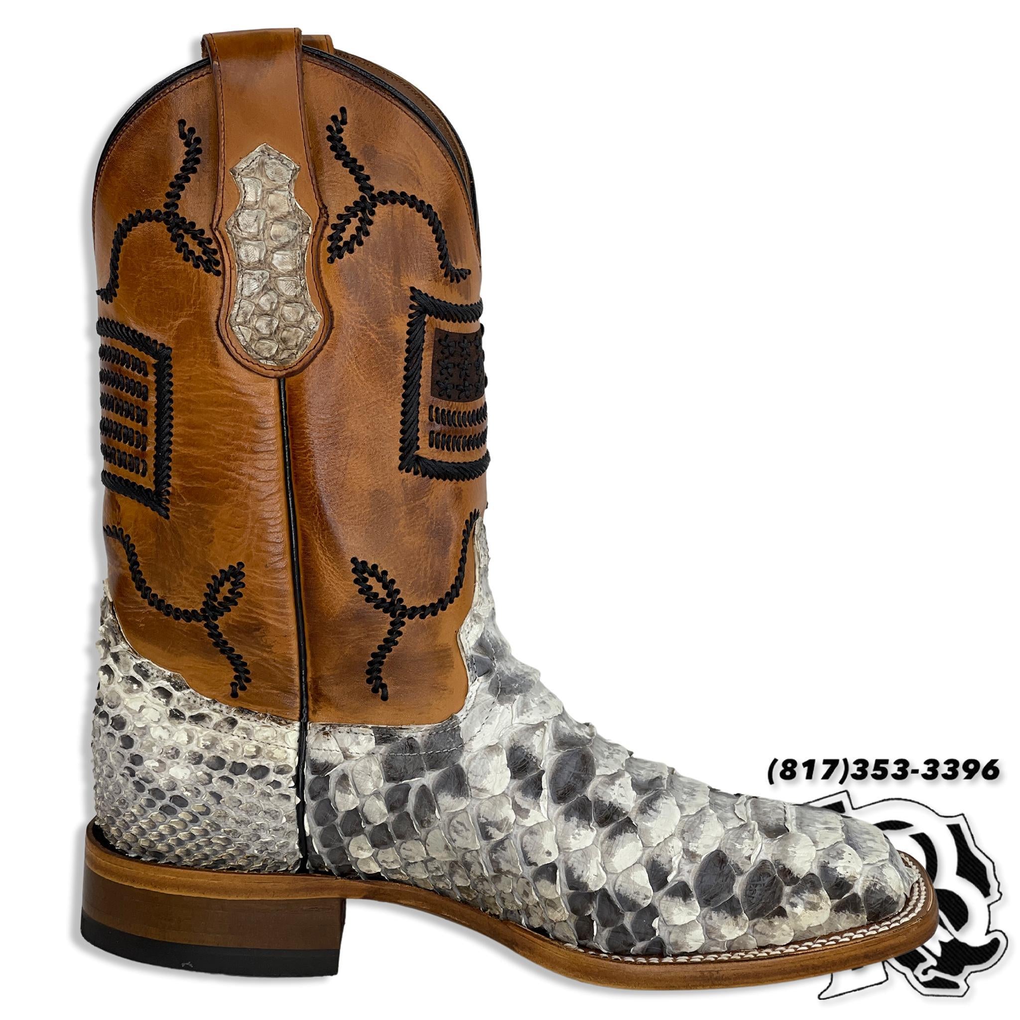 ORIGNAL PYTHON 15 FOOT SNAKE SQUARE TOE MEN BOOTS Botas Rojero