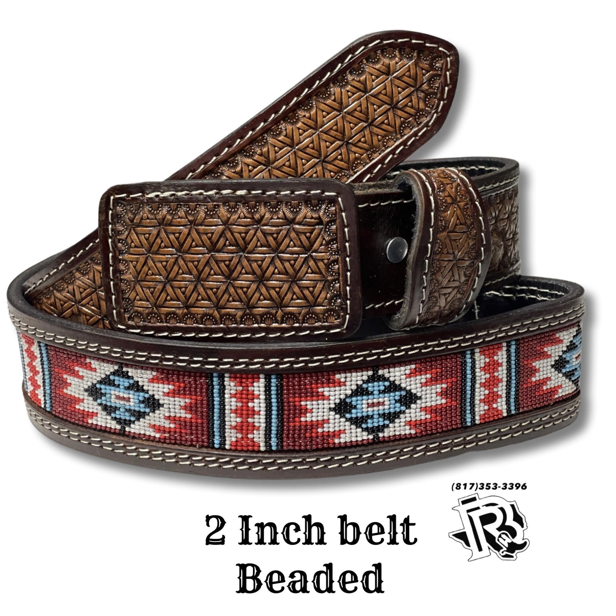 “ Ryan “ MEN WESTERN BELT BEADED RED MULTI COLOR