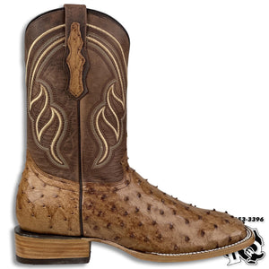 ORIGINAL OSTRISH | MEN BRANDY BRUCIATO WESTERN SQUARE TOE BOOTS