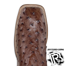 Load image into Gallery viewer, OSTRICH ANTIQUE BROWN ORIGNAL | JUSTIN BOOTS MEN SQUARE TOE WESTERN BOOTS
