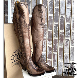 WOMEN'S CORRAL BOOT Tan With Rustic Finish (C3704) – Botas Rojero
